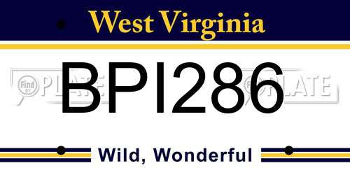 BPI286 West Virginia License Plate