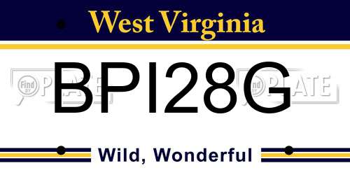 BPI28G West Virginia License Plate