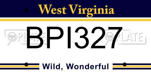 BPI327 West Virginia License Plate