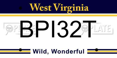 BPI32T West Virginia License Plate