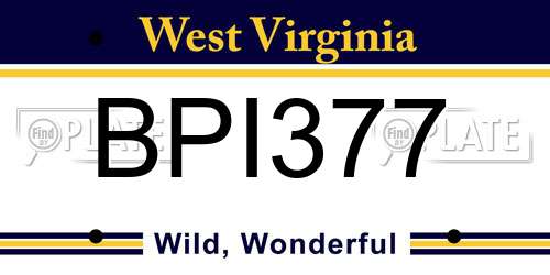 BPI377 West Virginia License Plate