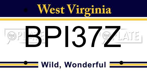 BPI37Z West Virginia License Plate