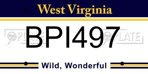 BPI497 West Virginia License Plate
