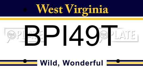 BPI49T West Virginia License Plate