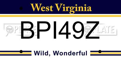 BPI49Z West Virginia License Plate
