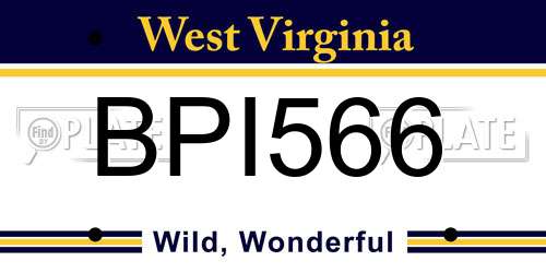 BPI566 West Virginia License Plate