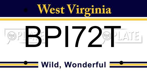 BPI72T West Virginia License Plate