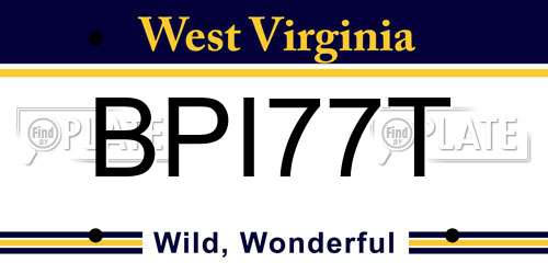 BPI77T West Virginia License Plate