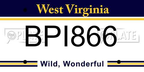 BPI866 West Virginia License Plate