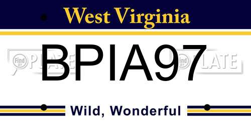 BPIA97 West Virginia License Plate