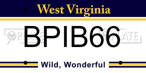BPIB66 West Virginia License Plate