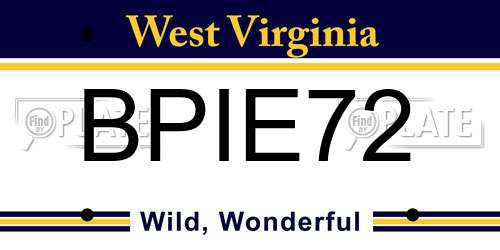 BPIE72 West Virginia License Plate