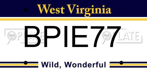 BPIE77 West Virginia License Plate