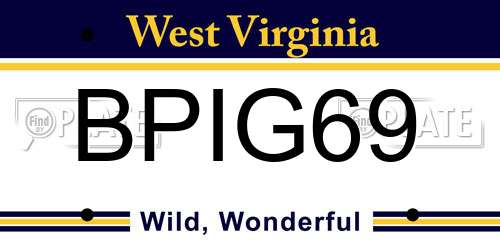 BPIG69 West Virginia License Plate