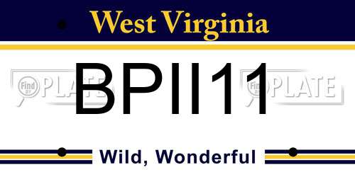 BPII11 West Virginia License Plate
