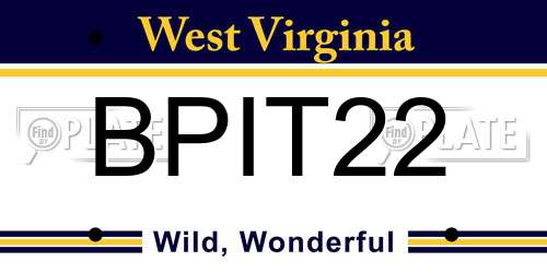 BPIT22 West Virginia License Plate