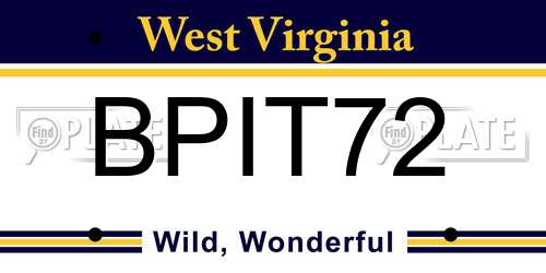 BPIT72 West Virginia License Plate