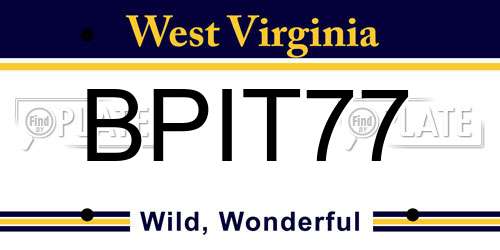 BPIT77 West Virginia License Plate