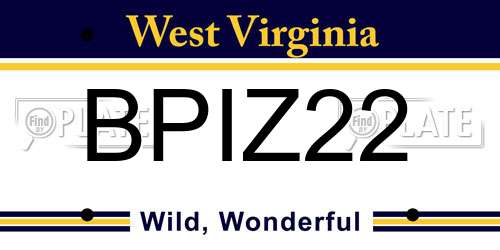 BPIZ22 West Virginia License Plate