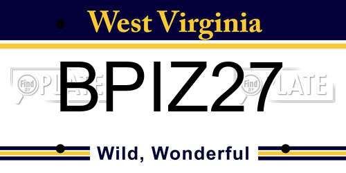 BPIZ27 West Virginia License Plate