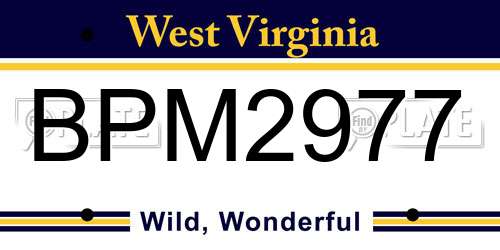 BPM2977 West Virginia License Plate
