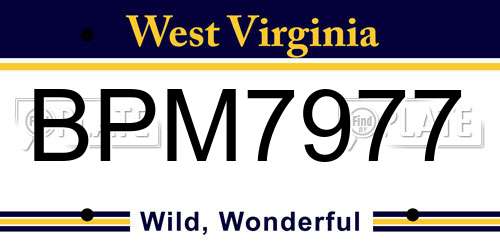BPM7977 West Virginia License Plate