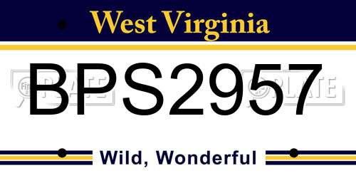 BPS2957 West Virginia License Plate