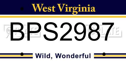 BPS2987 West Virginia License Plate