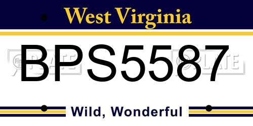 BPS5587 West Virginia License Plate