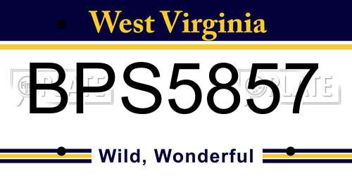 BPS5857 West Virginia License Plate