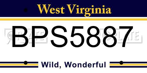 BPS5887 West Virginia License Plate