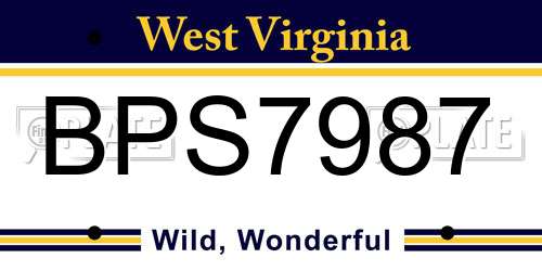 BPS7987 West Virginia License Plate