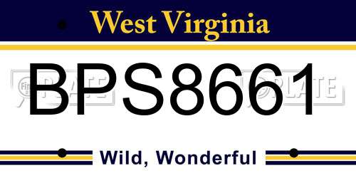 BPS8661 West Virginia License Plate