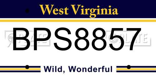 BPS8857 West Virginia License Plate