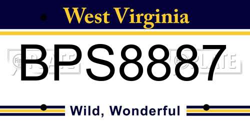 BPS8887 West Virginia License Plate