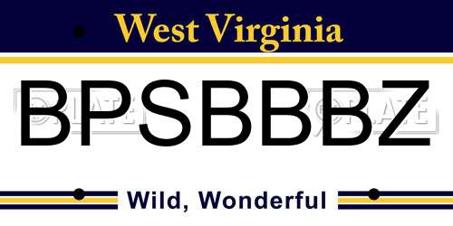 BPSBBBZ West Virginia License Plate