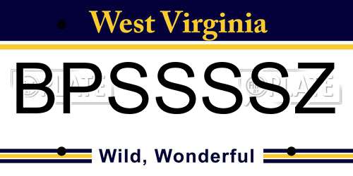 BPSSSSZ West Virginia License Plate