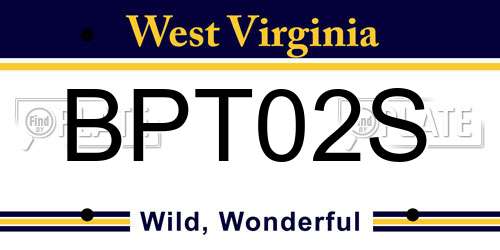 BPT02S West Virginia License Plate