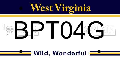BPT04G West Virginia License Plate