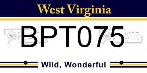 BPT075 West Virginia License Plate