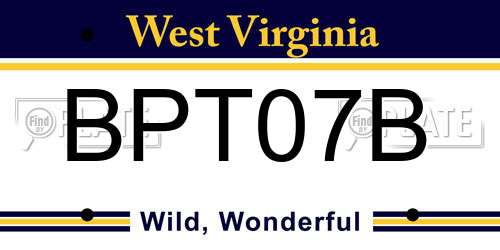 BPT07B West Virginia License Plate