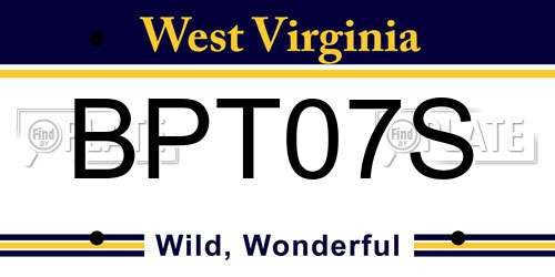 BPT07S West Virginia License Plate