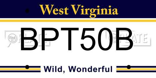 BPT50B West Virginia License Plate