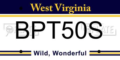 BPT50S West Virginia License Plate