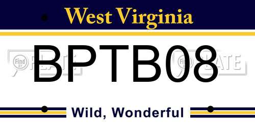 BPTB08 West Virginia License Plate