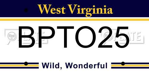 BPTO25 West Virginia License Plate