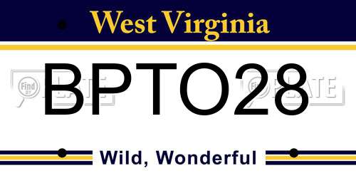 BPTO28 West Virginia License Plate