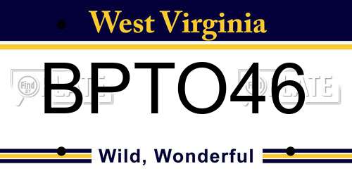 BPTO46 West Virginia License Plate