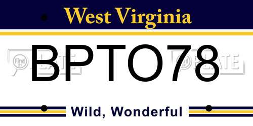 BPTO78 West Virginia License Plate