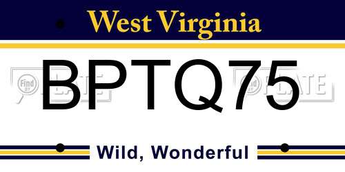 BPTQ75 West Virginia License Plate